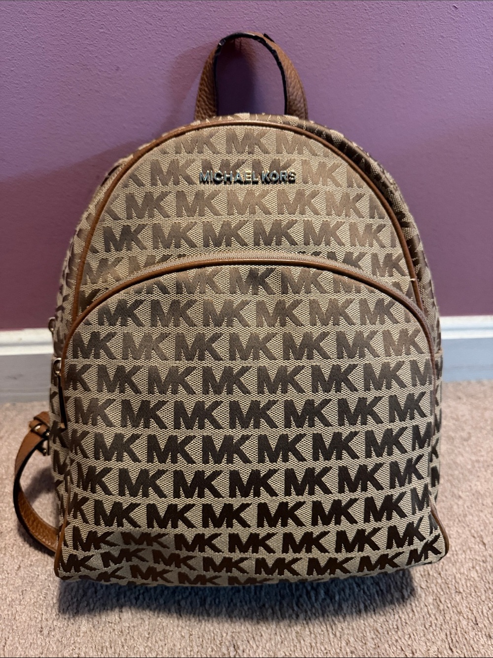 Michael Kors Brown MK Monogram Mini Backpack